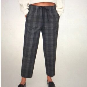 Aritzia The Group Babaton Jimmy Pant Black Gray Plaid Women's XXS Drawstring